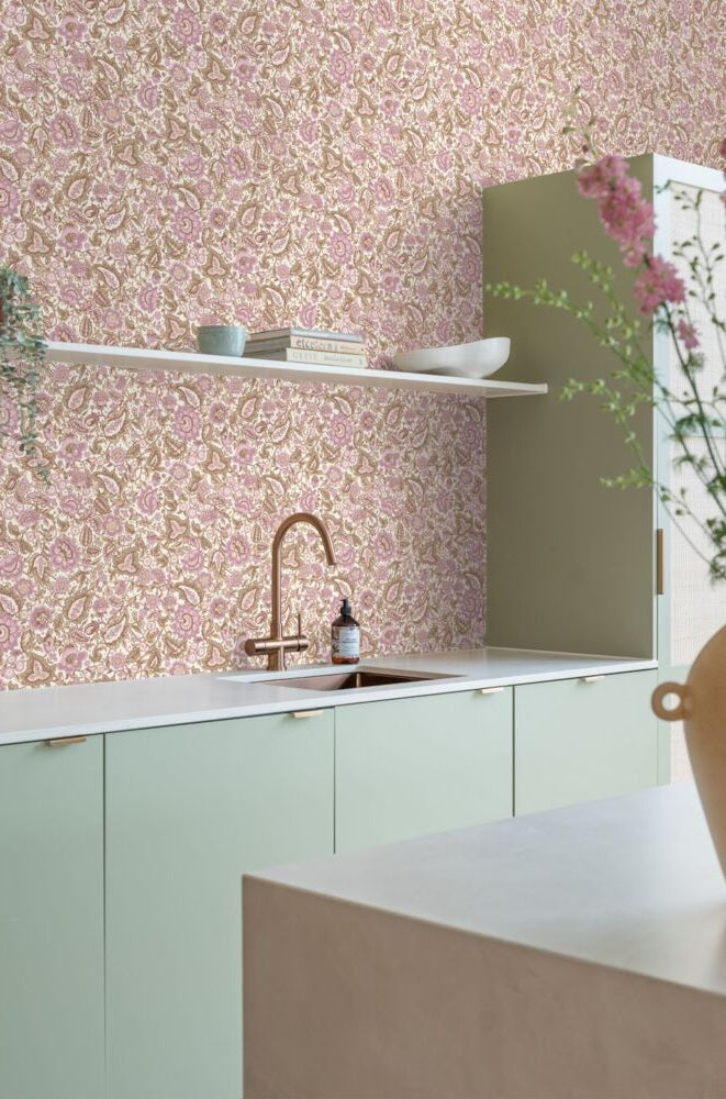 ESTAhome vintage bloemen behang voor de meisjeskamer Paisley Bruin Paars 131495