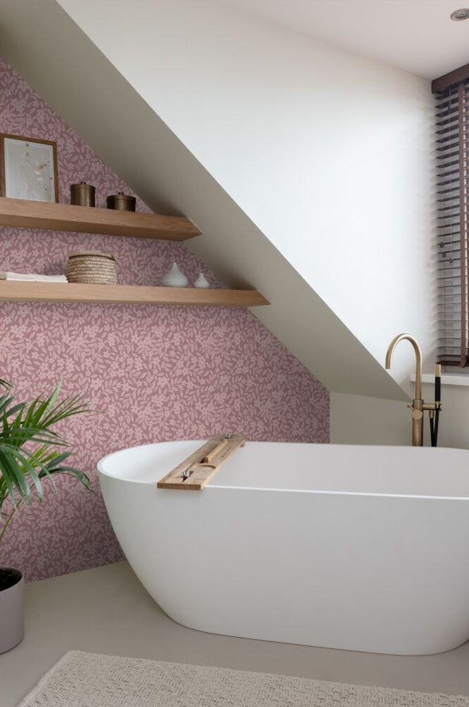 ESTAhome bloemetjes behang voor de meisjeskamer en babykamer  mauve paars 131443