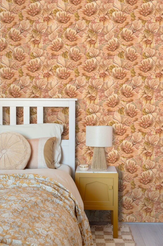 ESTAhome bloemmotief behang bloemen behang voor meisjeskamer en tienerkamer lichtbruin beige 131292