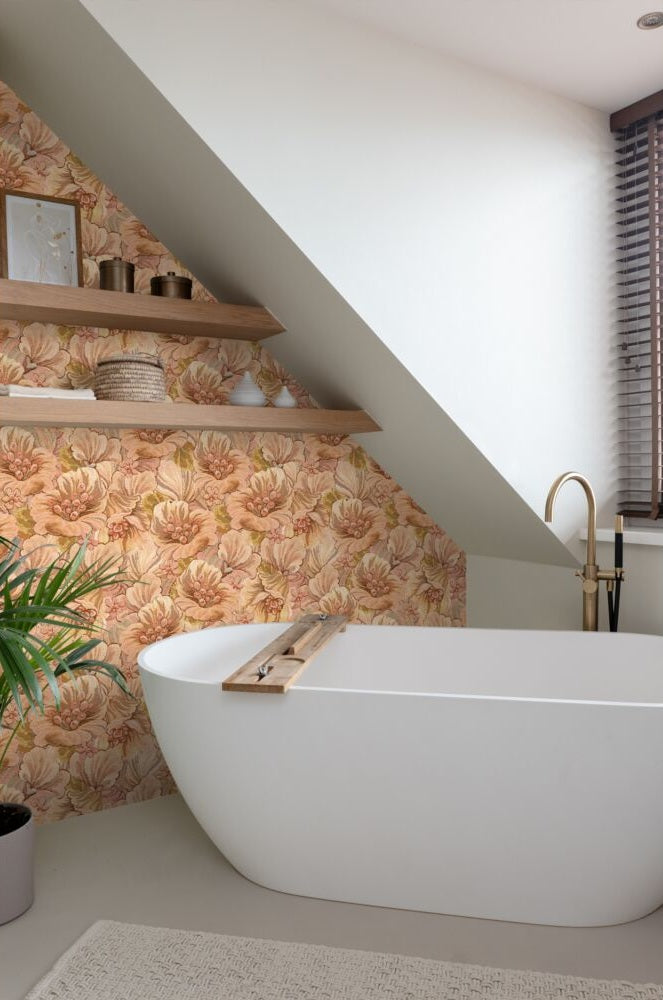ESTAhome bloemmotief behang bloemen behang voor meisjeskamer en tienerkamer lichtbruin beige 131292