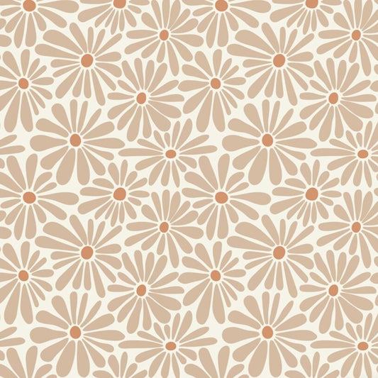 ESTAhome madeliefjes bloemenbehang beige voor de meisjeskamer en babykamer. 131148