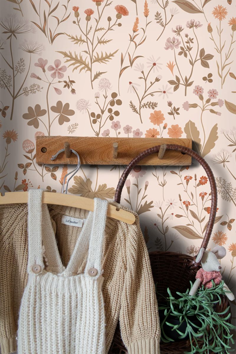 ESTAhome bloemen behang meisjeskamer veldbloemen beige 139596