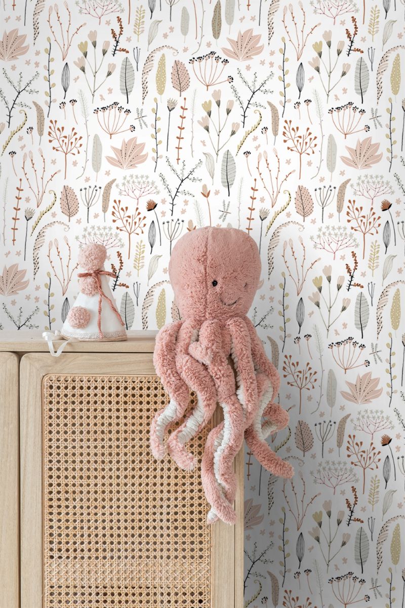 ESTAhome bloemen behang meisjeskamer babykamer roze grijs wit 139702