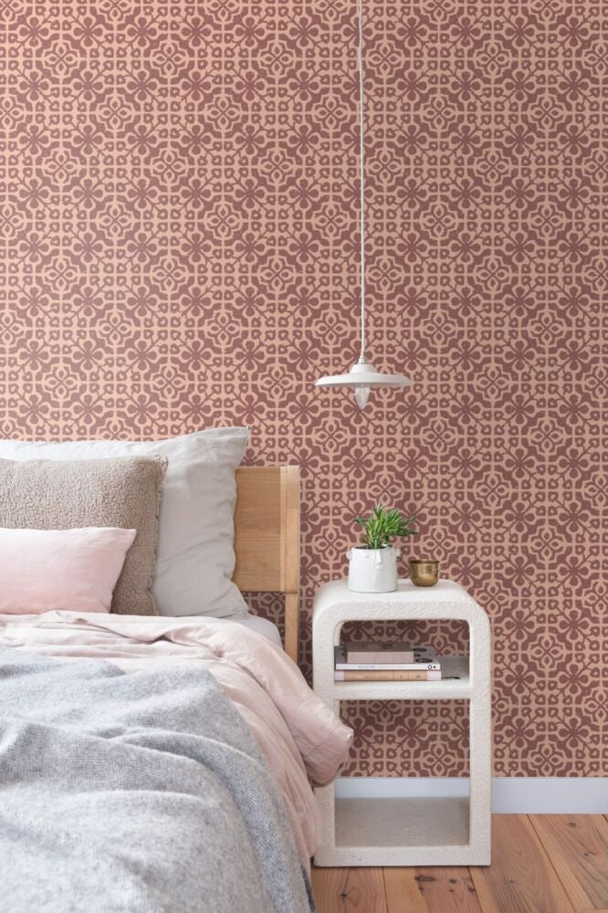 ESTAhome verweerde tegels behang voor de kinderkamer en tienerkamer olijfgroen 131482