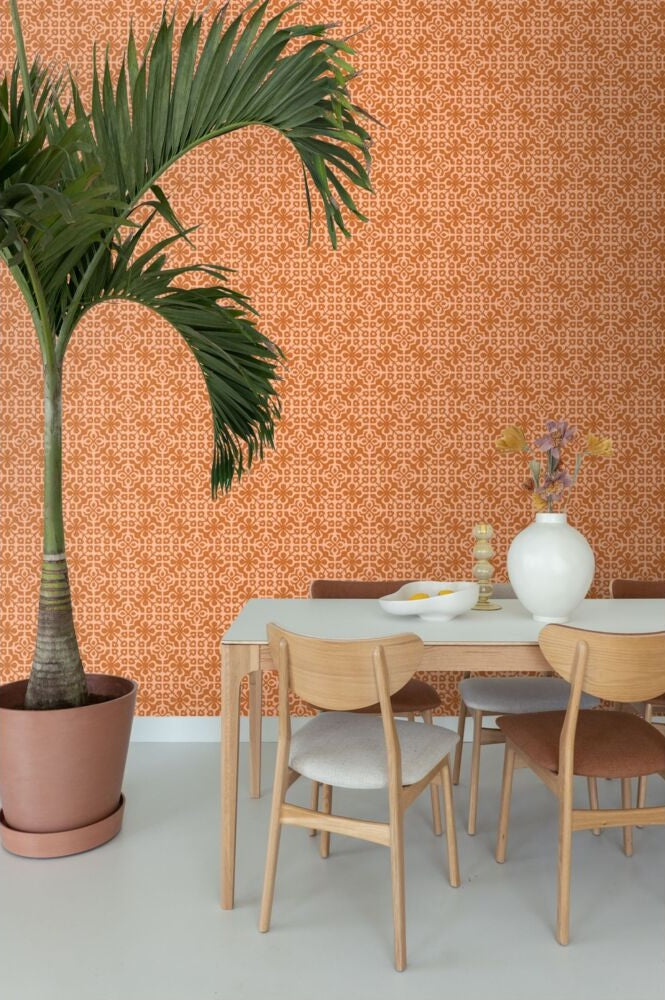 ESTAhome verweerde tegels behang voor de kinderkamer en tienerkamer oranje bruin 131481