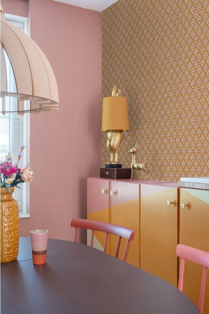 ESTAhome Vintage bloemen bloemen behang voor de kinderkamer boho bohemian bruin lila paars 131541