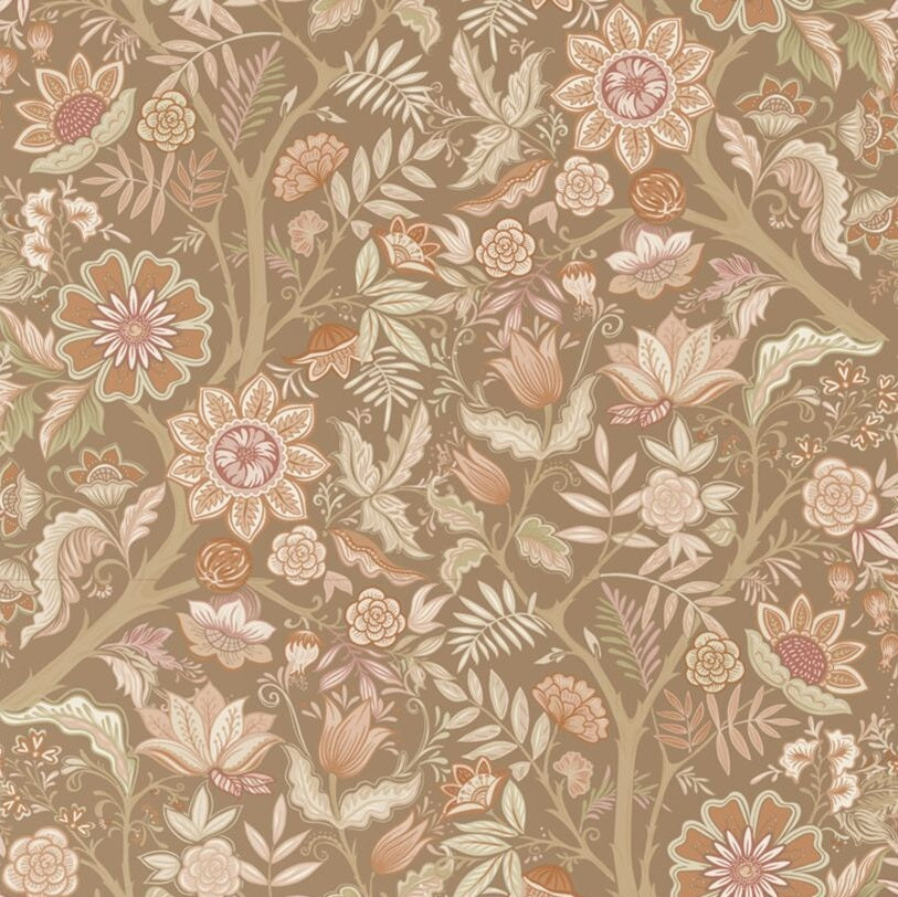 ESTAhome vintage bloemen behang voor meisjeskamer babykamer bruin roze 131329