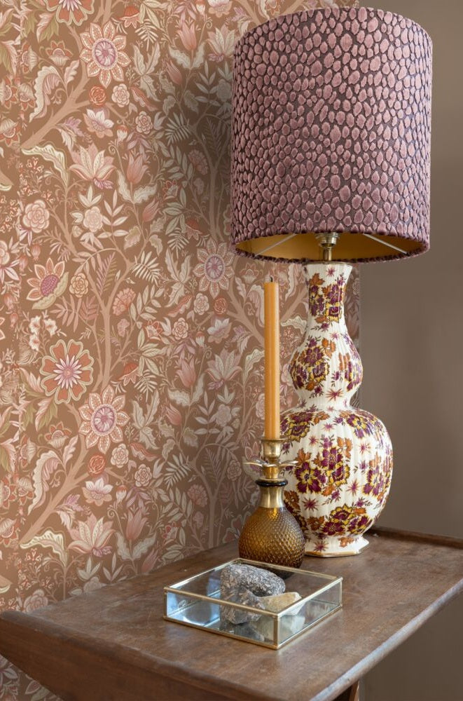 ESTAhome vintage bloemen behang voor meisjeskamer babykamer bruin terra 131332