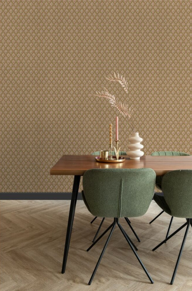 ESTAhome Vintage bloemen groen bloemen behang voor de kinderkamer boho bohemian groen roze