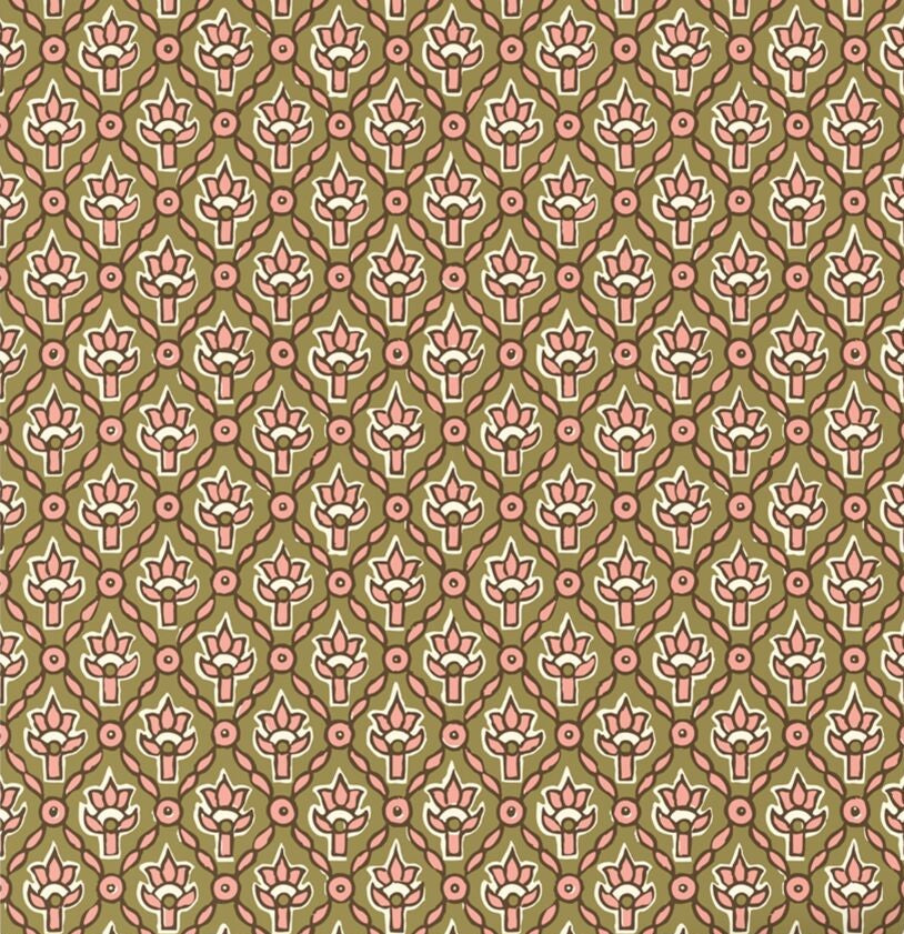 ESTAhome Vintage bloemen groen bloemen behang voor de kinderkamer boho bohemian groen roze