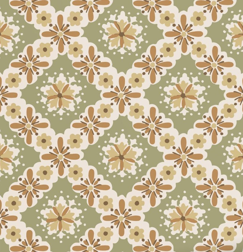 ESTAhome vintage bloemen behang voor meisjeskamer of babykamer groen  131504