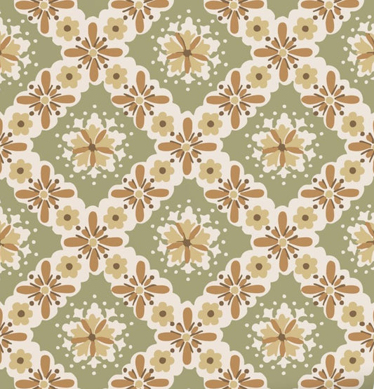 ESTAhome vintage bloemen behang voor meisjeskamer of babykamer groen  131504