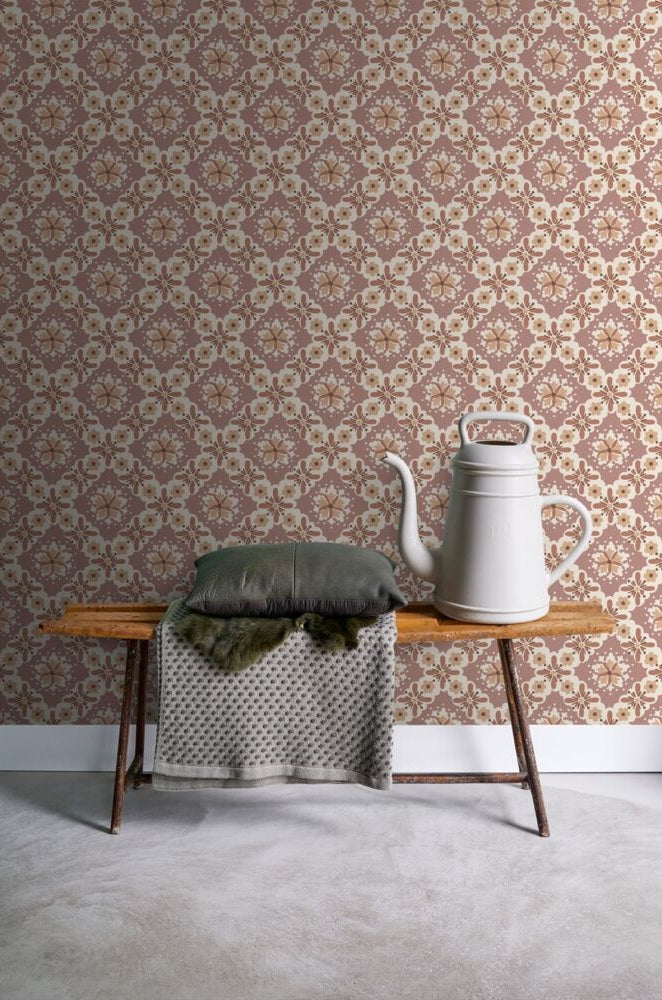ESTAhome vintage bloemen behang voor meisjeskamer of babykamer paars mauve 131501