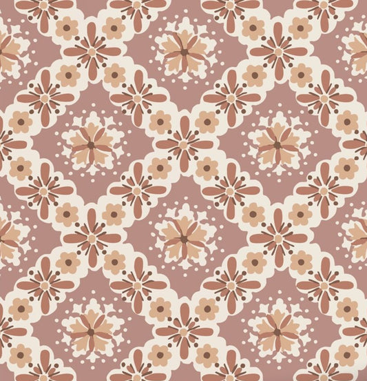 ESTAhome vintage bloemen behang voor meisjeskamer of babykamer paars mauve 131501