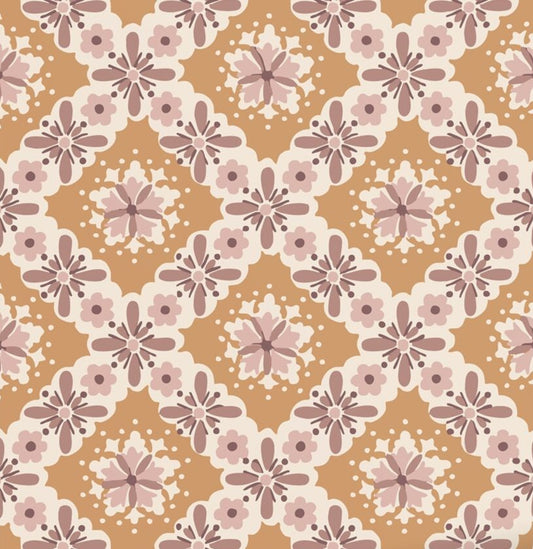 ESTAhome vintage bloemen behang voor meisjeskamer of babykamer oranje paars 131502