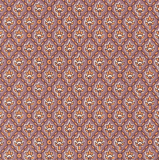 ESTAhome Vintage bloemen bloemen behang voor de kinderkamer boho bohemian paars oranje 131543