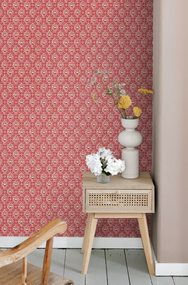 ESTAhome Vintage bloemen bloemen behang voor de kinderkamer boho bohemian roze 131544