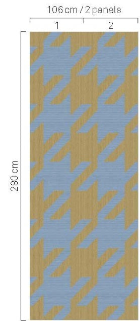 Eijffinger pied de poule behang mural blauw olive 333675