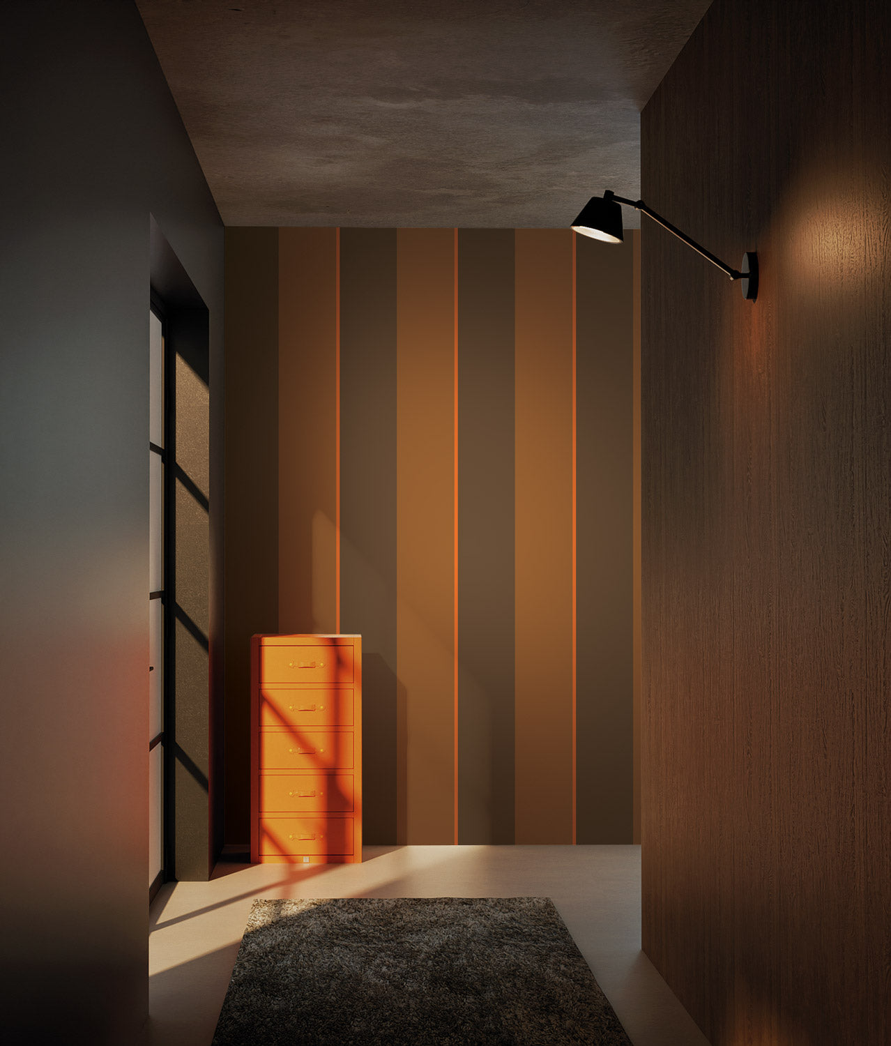KEK Amsterdam Frans Uyterlinde Behang Bold Stripes strepen behang bruin oranje FU-003