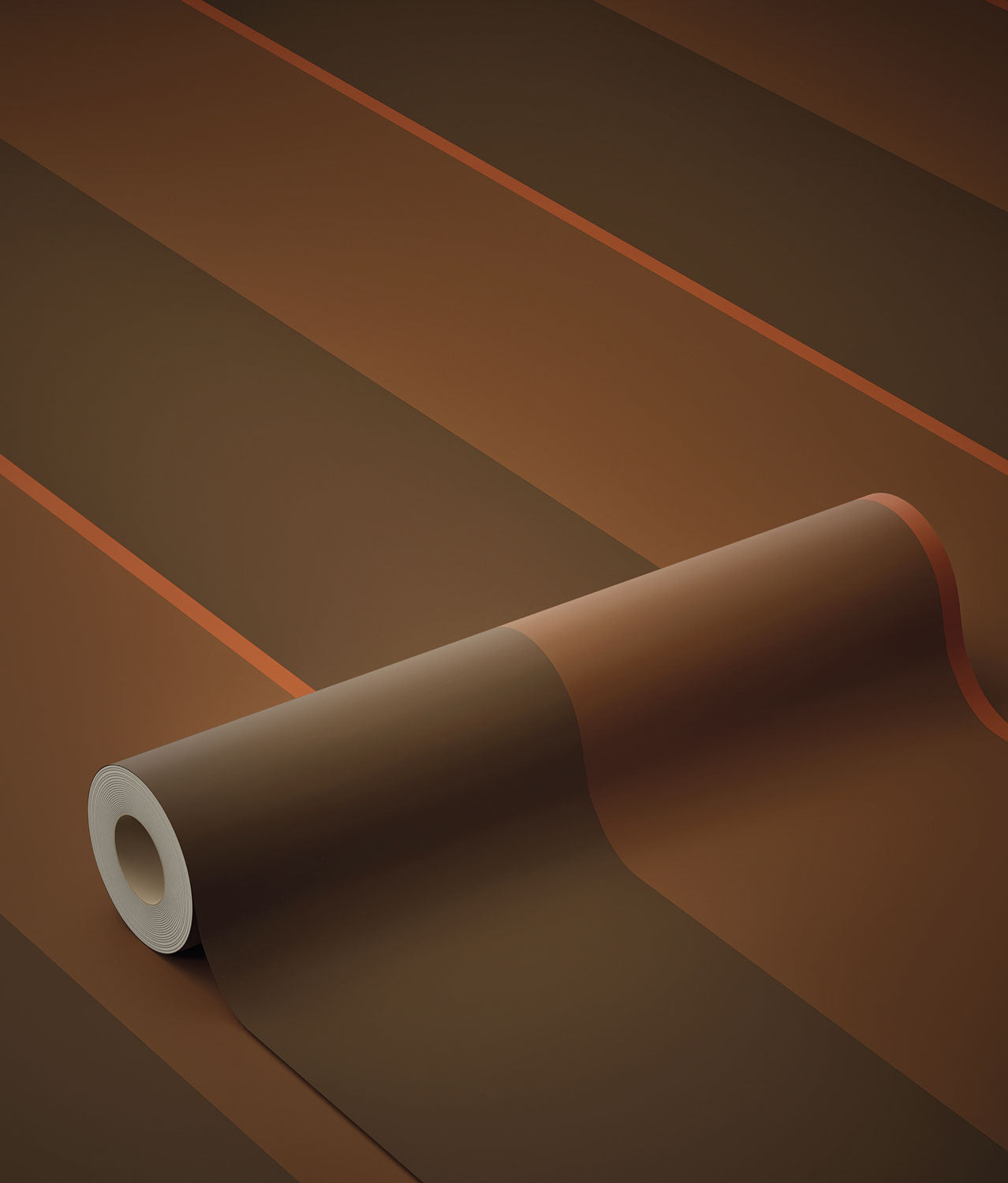 KEK Amsterdam Frans Uyterlinde Behang Bold Stripes strepen behang bruin oranje FU-003