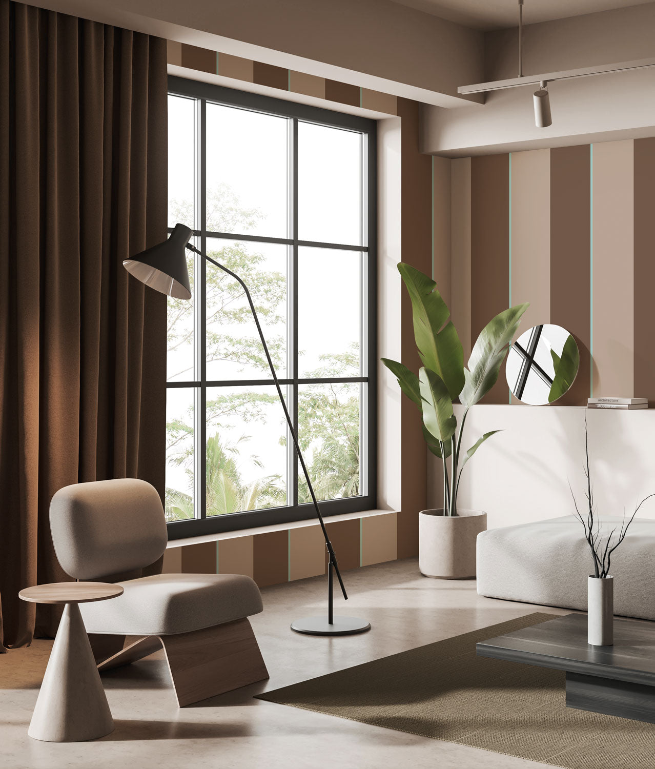 KEK Amsterdam Frans Uyterlinde Behang Bold Stripes strepen behang beige bruin FU-005