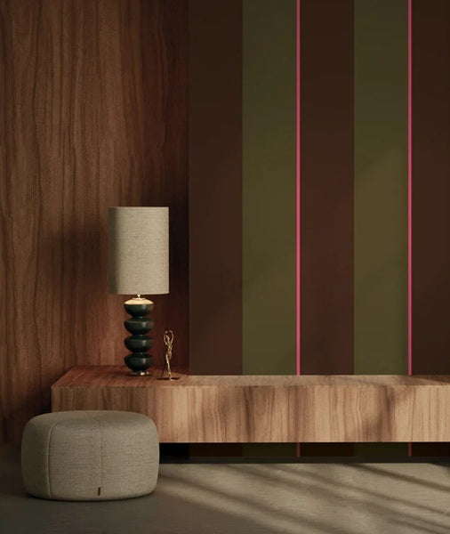 KEK Amsterdam Frans Uyterlinde Behang Bold Stripes strepen behang bruin groen roze FU-009