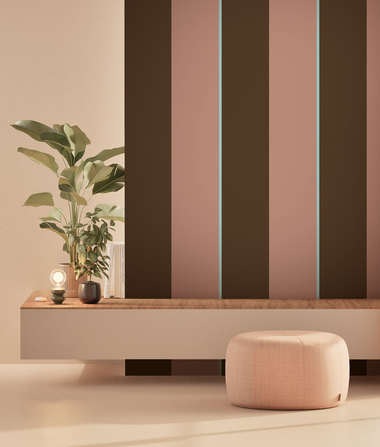 KEK Amsterdam Frans Uyterlinde Behang | Bold Stripes - Bruin/Roze