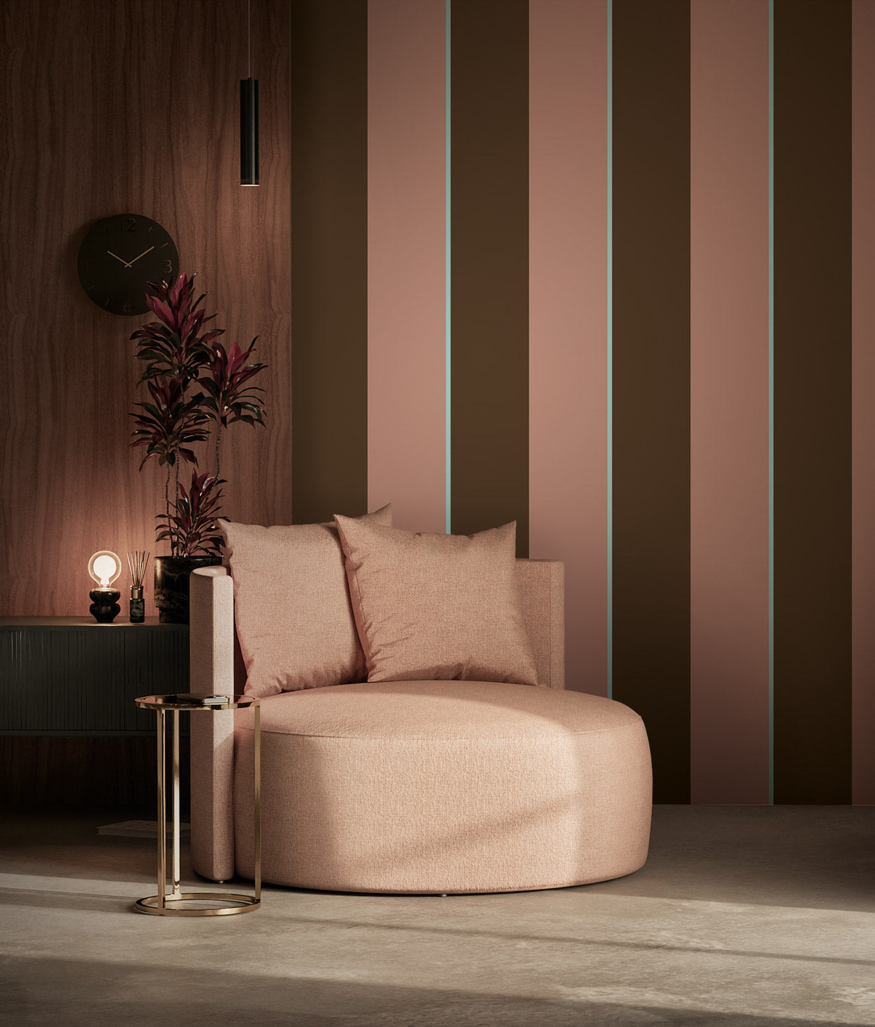 KEK Amsterdam Frans Uyterlinde Behang | Bold Stripes - Bruin/Roze