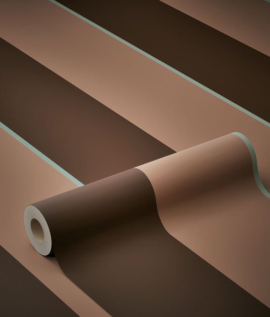 KEK Amsterdam Frans Uyterlinde Wallpaper | Bold Stripes - Brown/Pink