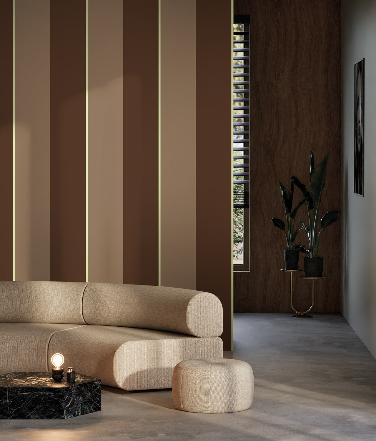 KEK Amsterdam Frans Uyterlinde Behang Bold Stripes strepen behang zand bruin FU-013