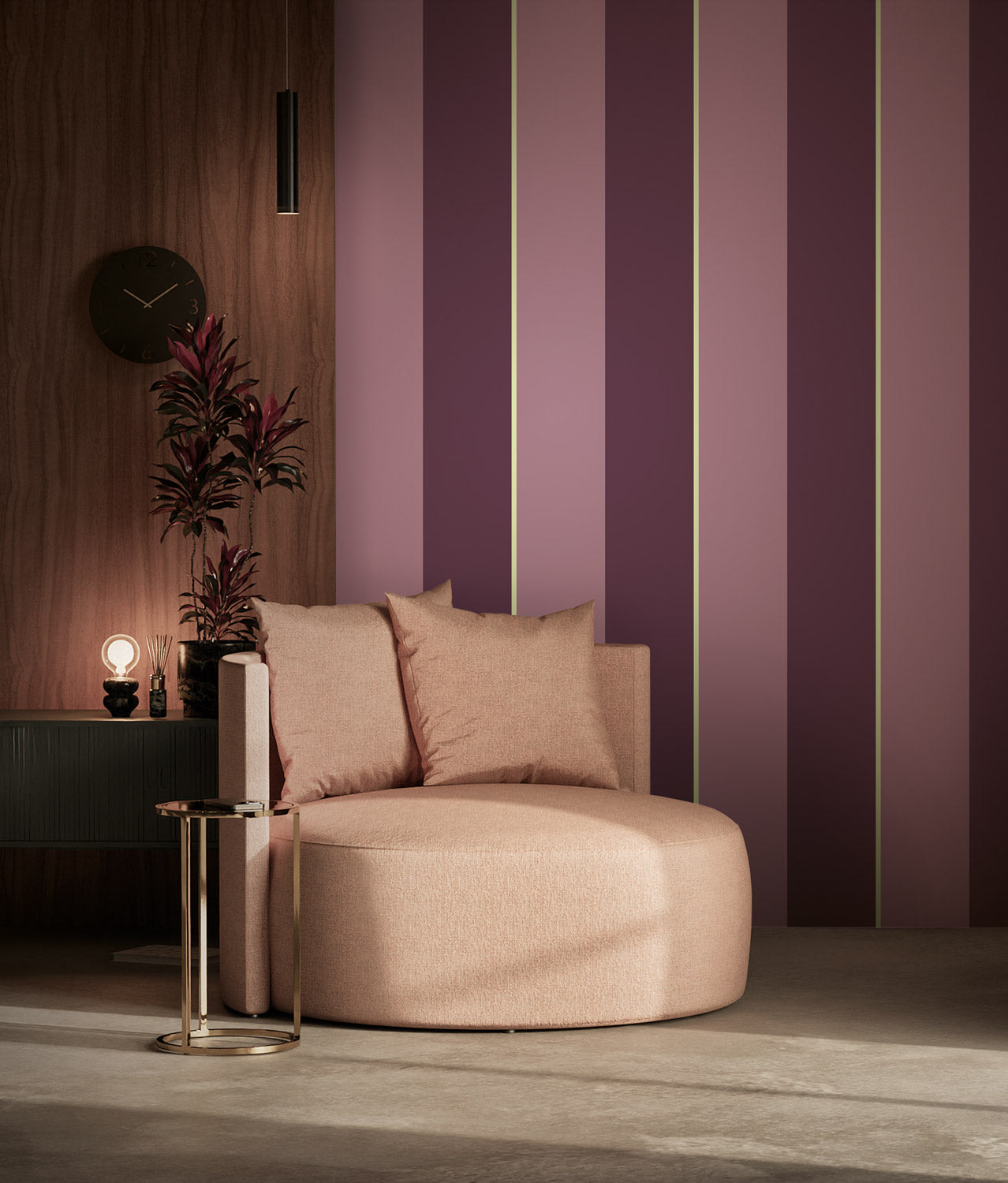 KEK Amsterdam Frans Uyterlinde Behang Bold Stripes strepen behang paars FU-014
