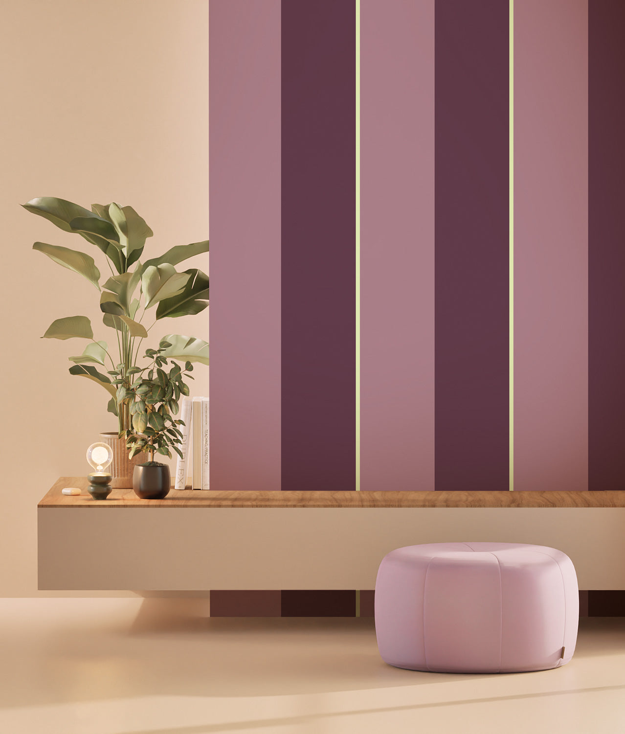 KEK Amsterdam Frans Uyterlinde Behang Bold Stripes strepen behang paars FU-014