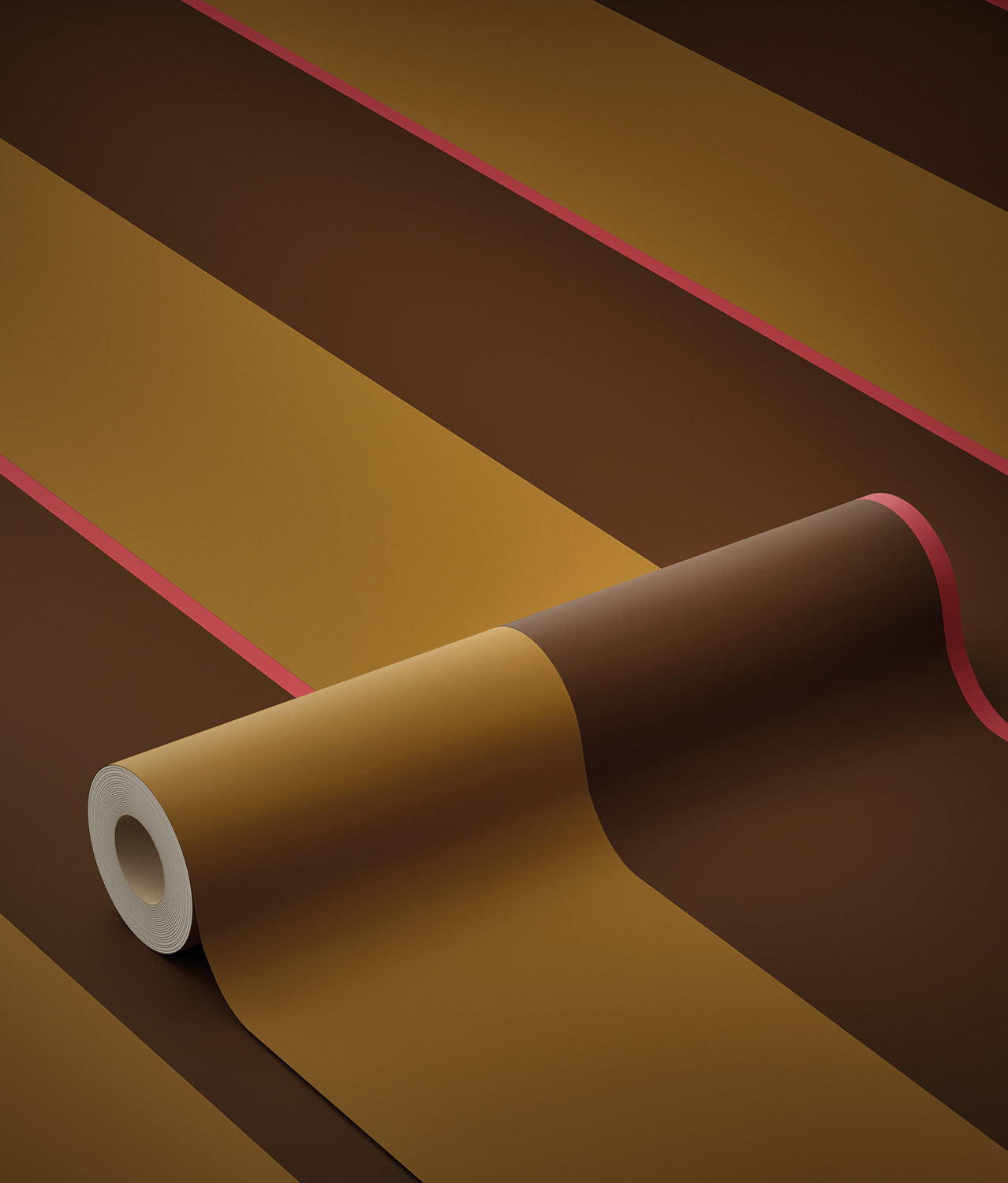 KEK Amsterdam Frans Uyterlinde Behang Bold Stripes strepen behang okergeel bruin FU-015