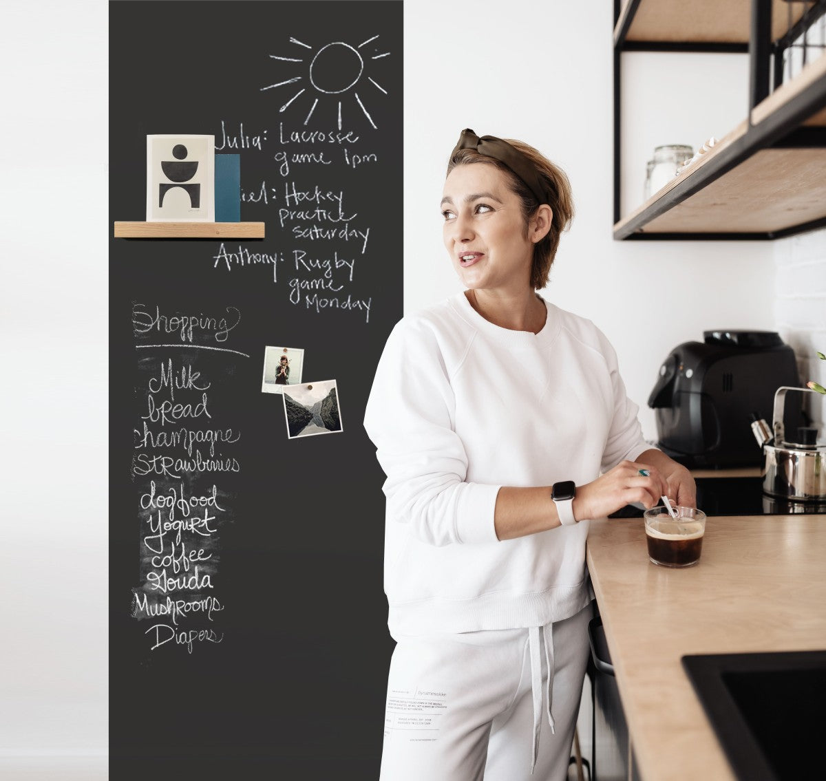 Magnetisch krijtbord behang van Groovy magnets zwart kinderkamer keuken woonkamer