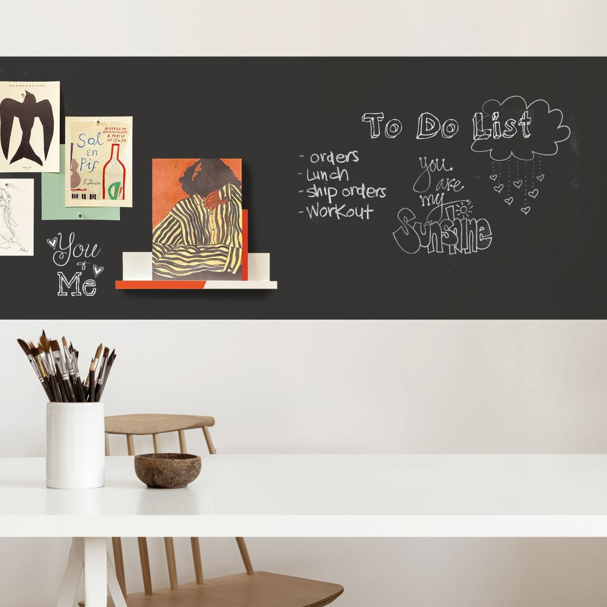 Magnetisch krijtbord behang van Groovy magnets zwart kinderkamer keuken woonkamer