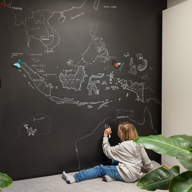 Magnetisch krijtbord behang van Groovy magnets zwart kinderkamer keuken woonkamer