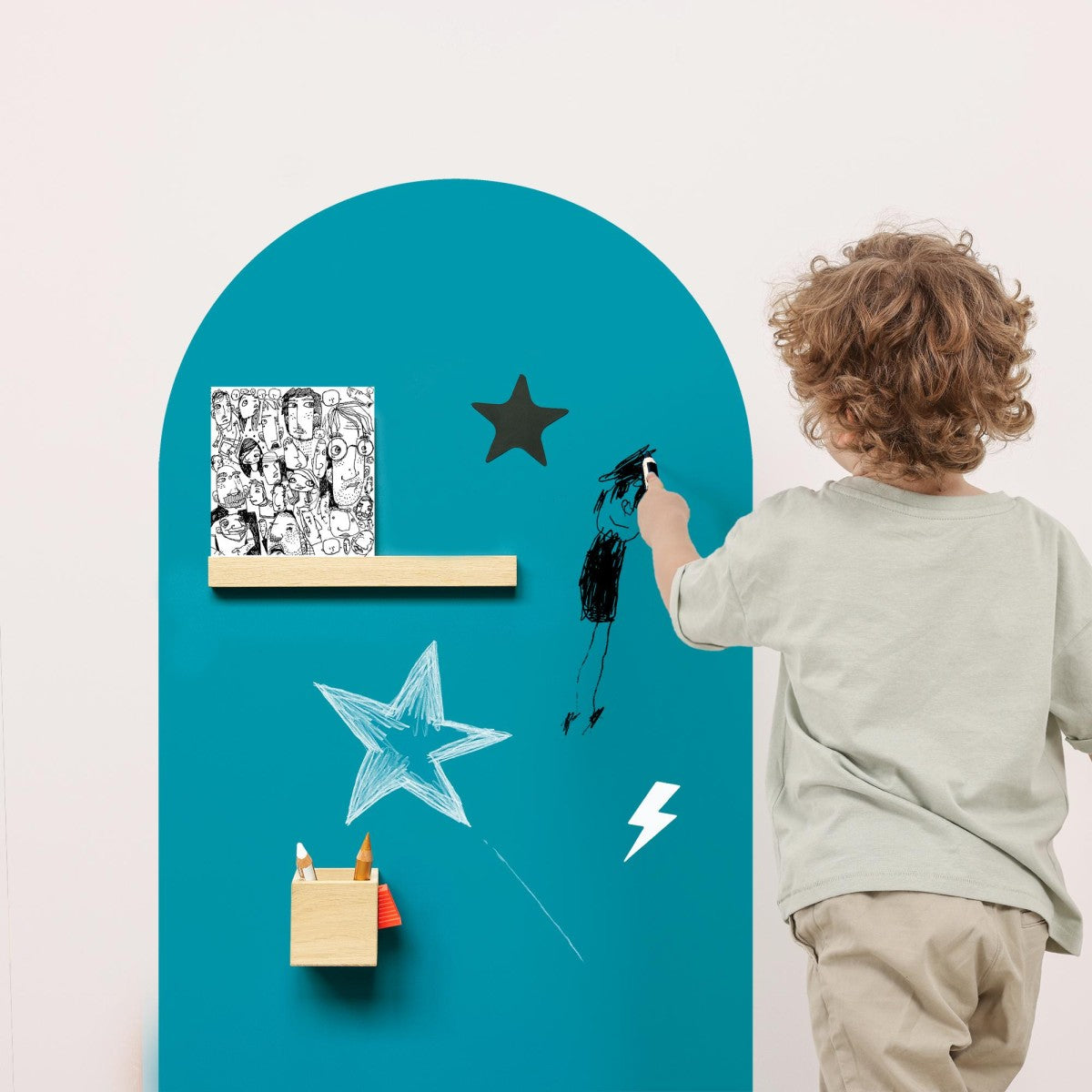 Groovy Magnets magnetische krijtbord sticker voor de kinderkamer blauw