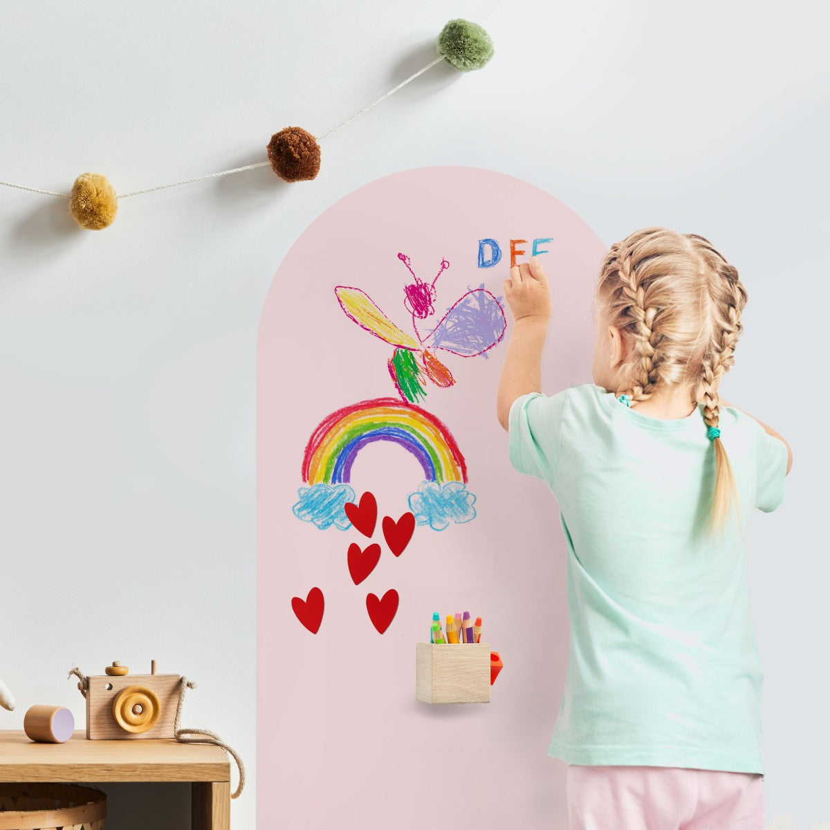 Groovy Magnets magnetische krijtbord sticker voor de kinderkamer roze