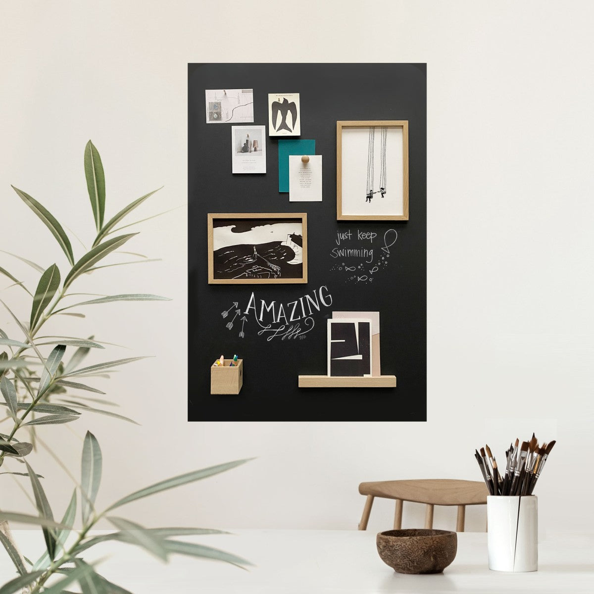 Magnetische krijtbord sticker van Groovy Magnets rechthoek zwart