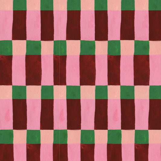 Aniek Bartels x Meet me at the wall playful blocks geblokt behang voor de kinderkamer meisjekamer roze