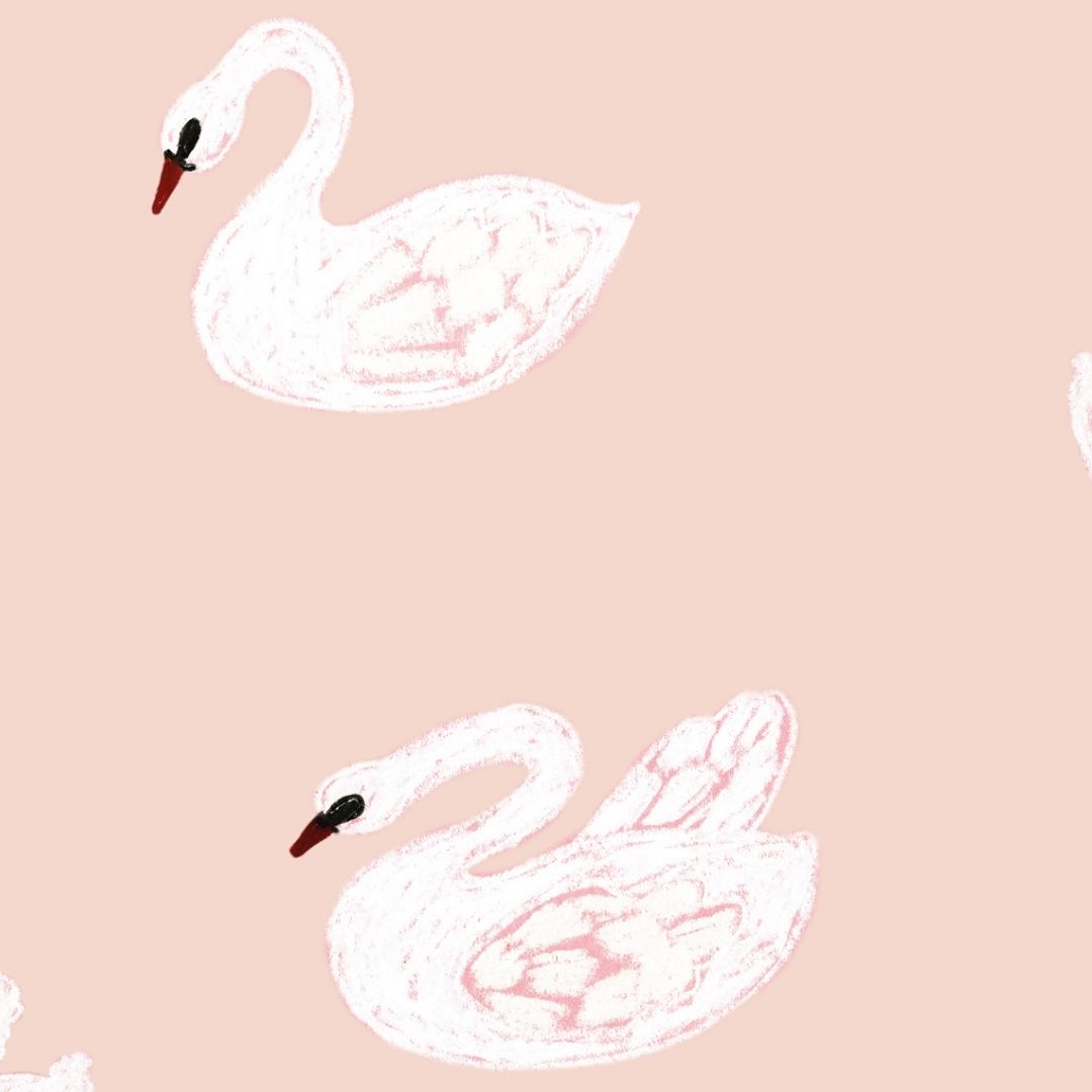 Joelle Wehkamp x Meet me at the wall Swans zwanen dierenbehang voor de kinderkamer meisjeskamer roze