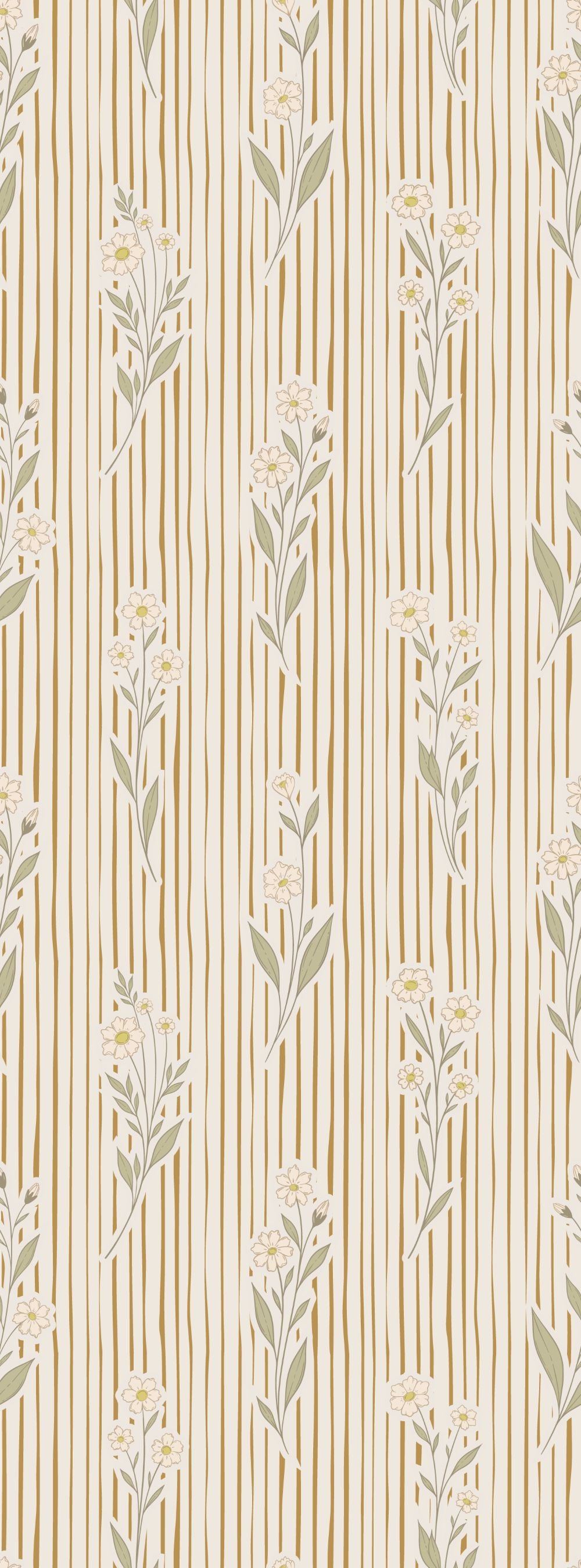 Little Amour bloemen en strepen behang voor meisjeskamer en babykamer honey geel