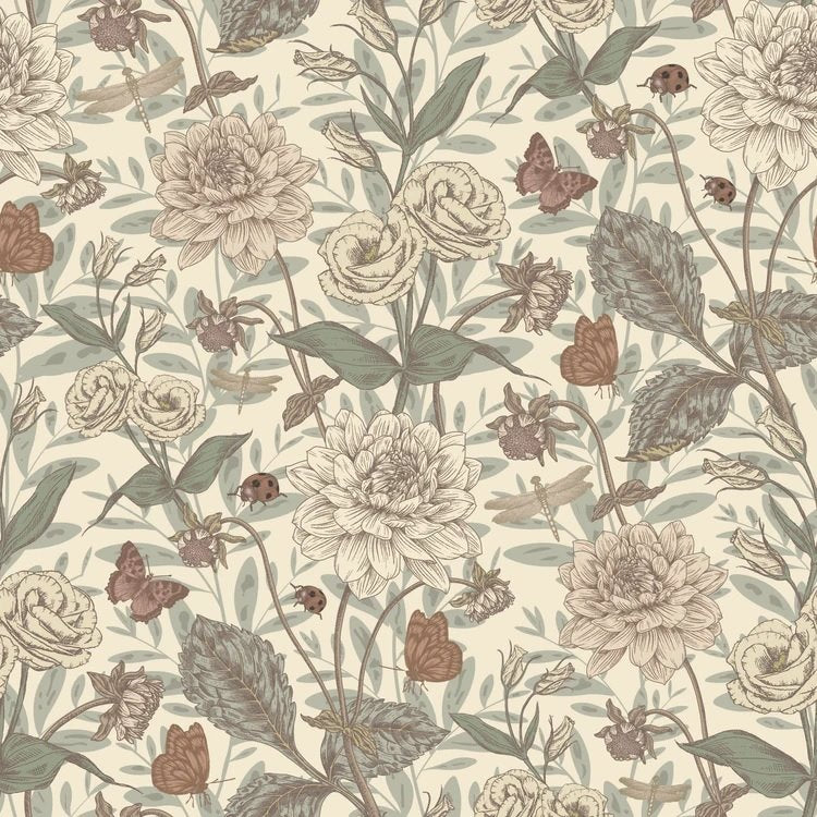 Little Amour Floral Spring bloemenbehang voor de kinderkamer creme
