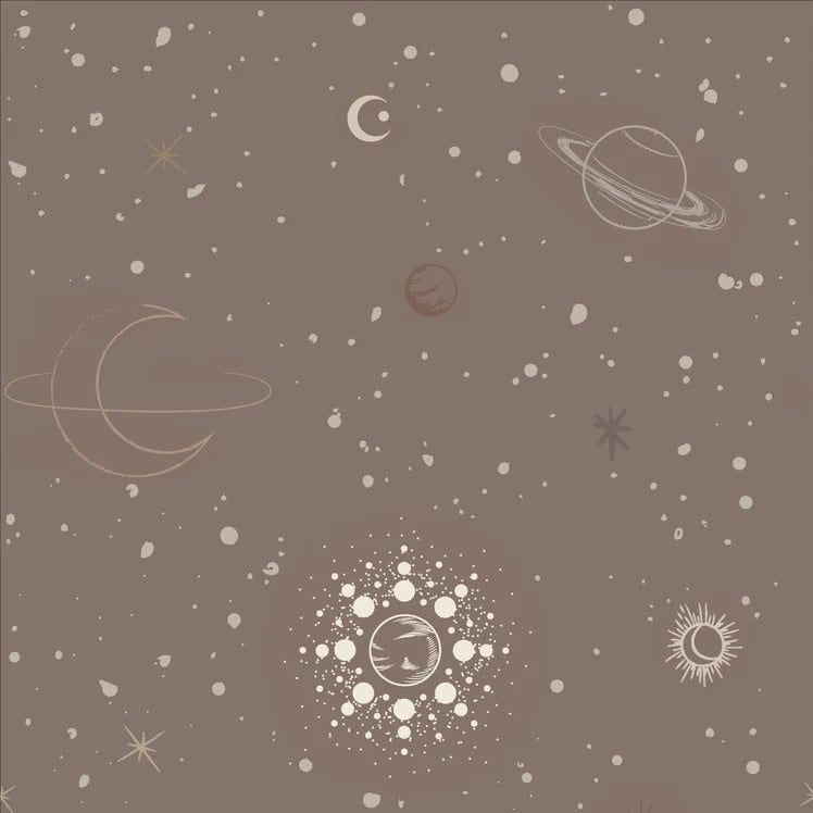 Little Amour behang voor de kinderkamer space stars ruimte bruin