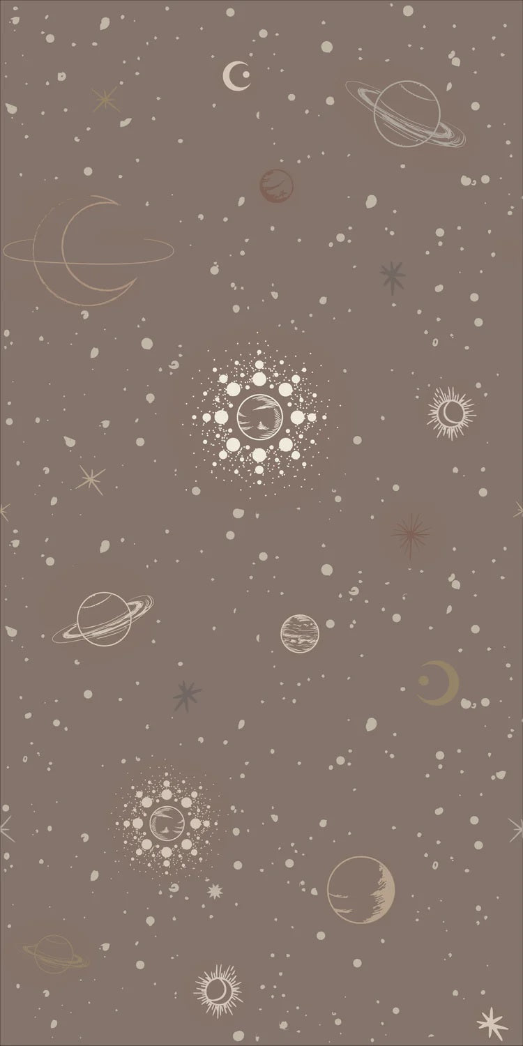 Little Amour behang voor de kinderkamer space stars ruimte bruin