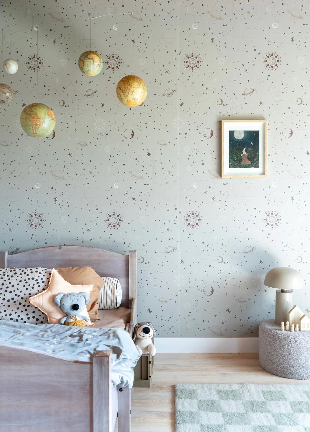 Little Amour ruimte behang voor de kinderkamer space stars groen