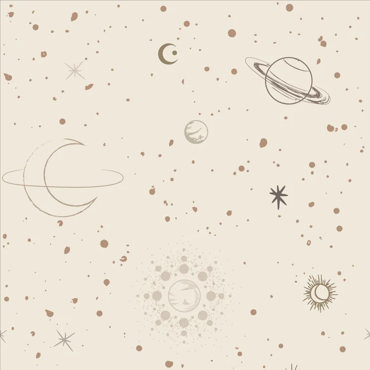 Little Amour ruimte behang voor de kinderkamer space stars wit