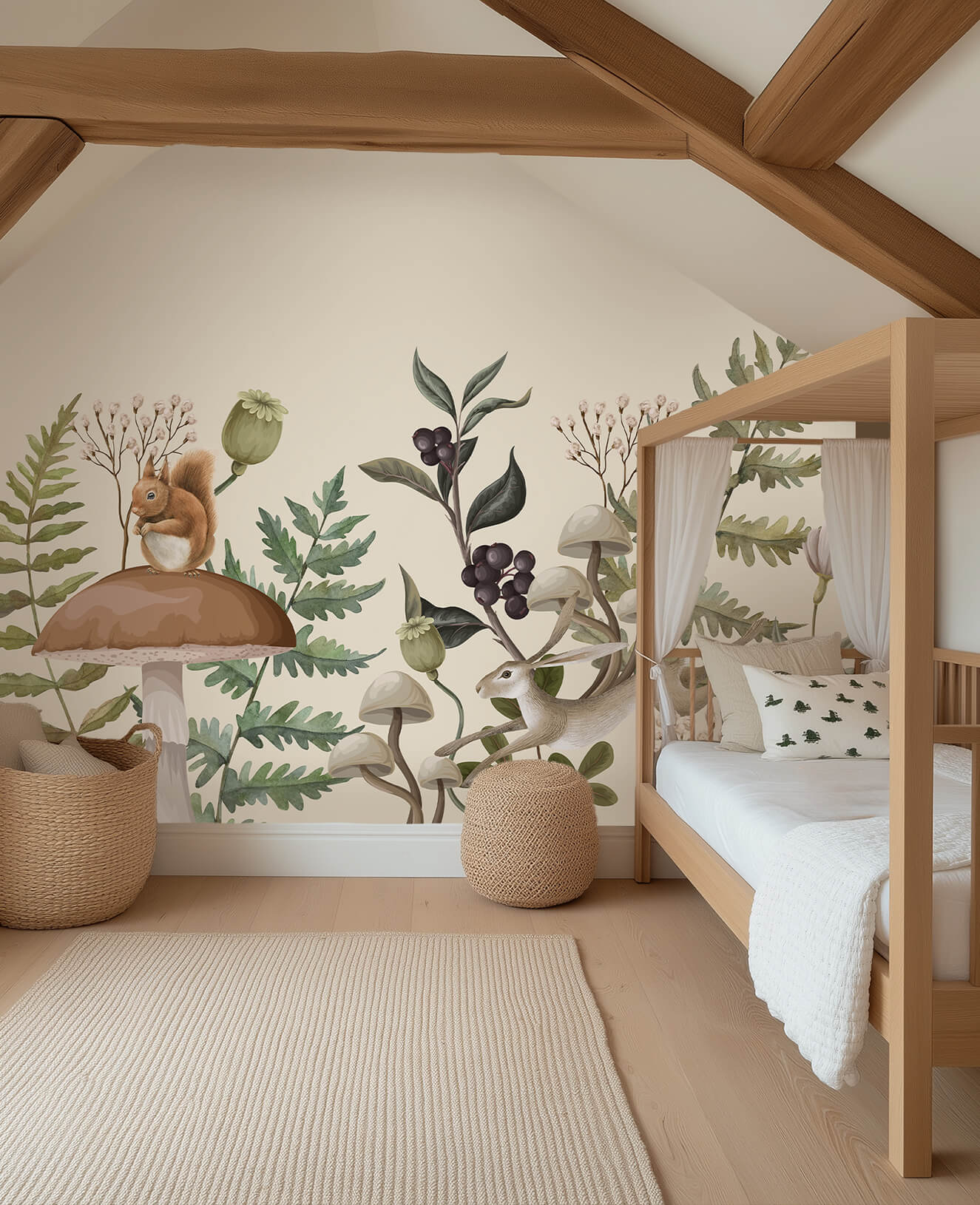 Bosdieren behang mural van creative lab amsterdam voor jongenskamer, meisjeskamer, speelkamer en babykamer.