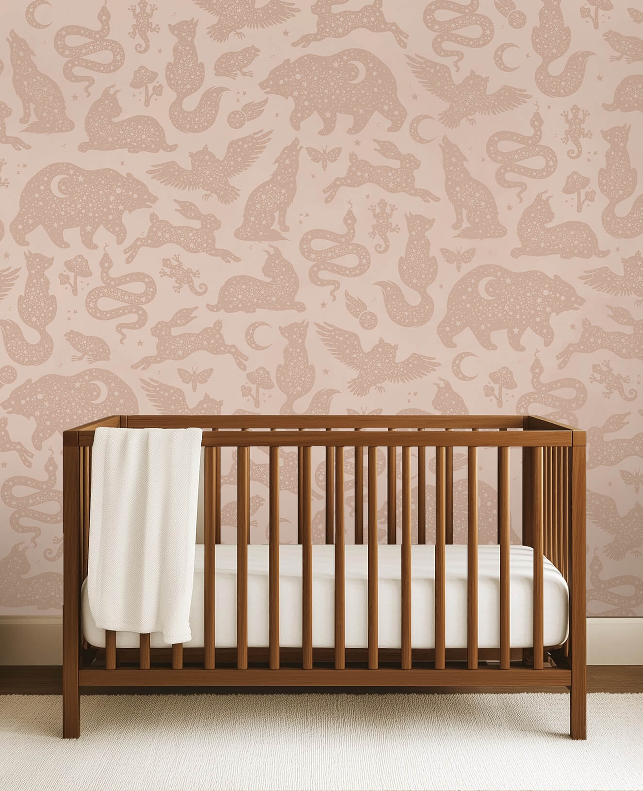 Dierenbehang voor meisjeskamer en babykamer starlight van creative lab amsterdam roze