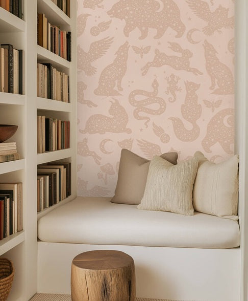 Dierenbehang voor meisjeskamer en babykamer starlight van creative lab amsterdam roze